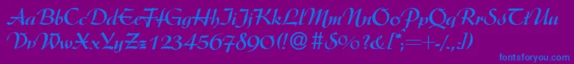 フォントArgentineBold – 紫色の背景に青い文字