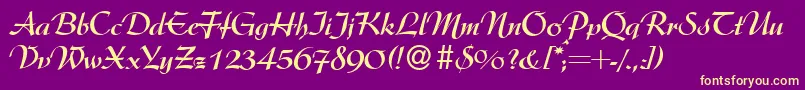Fonte ArgentineBold – fontes amarelas em um fundo roxo
