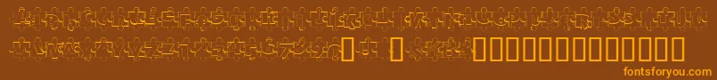 PuzzlePiecesOutline Font – Orange Fonts on Brown Background