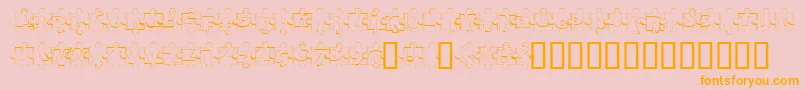 PuzzlePiecesOutline-Schriftart – Orangefarbene Schriften auf rosa Hintergrund