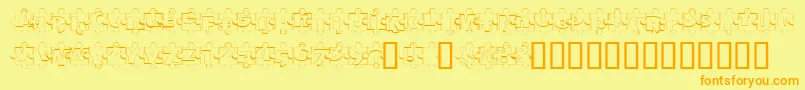 PuzzlePiecesOutline Font – Orange Fonts on Yellow Background