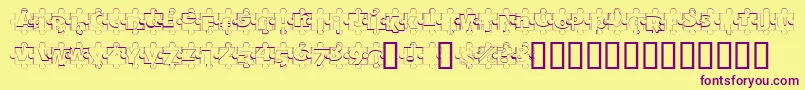 PuzzlePiecesOutline Font – Purple Fonts on Yellow Background