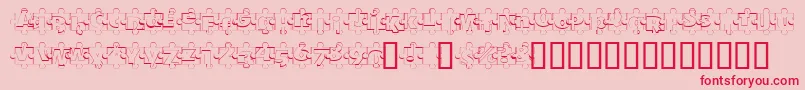 PuzzlePiecesOutline-Schriftart – Rote Schriften auf rosa Hintergrund