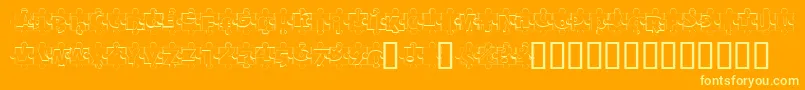 PuzzlePiecesOutline Font – Yellow Fonts on Orange Background