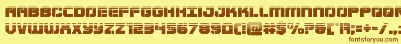 フォントSupersubmarinehalf – 茶色の文字が黄色の背景にあります。