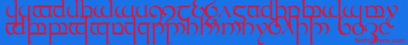TengwarQuenya1 Font – Red Fonts on Blue Background