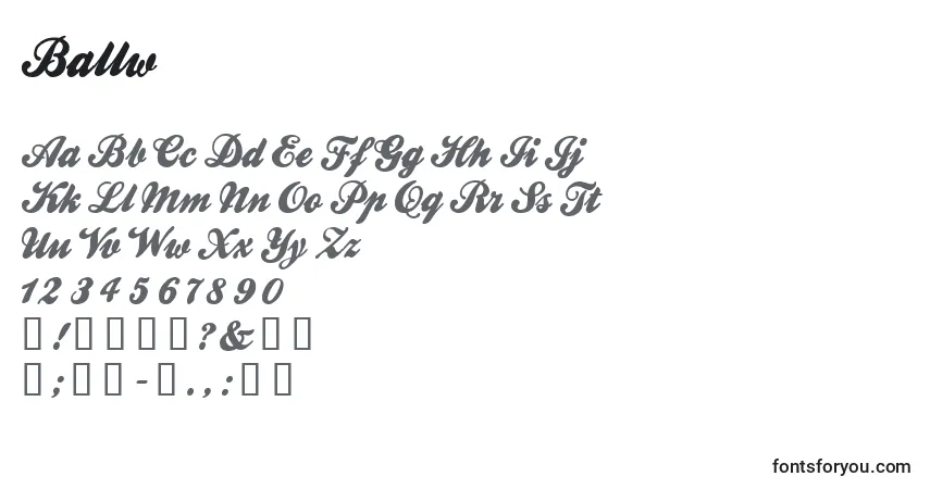 Czcionka Ballw – alfabet, cyfry, specjalne znaki