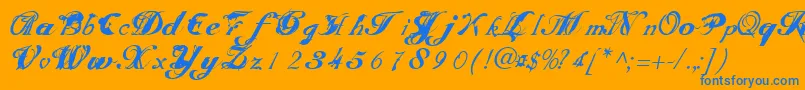 Scrit Font – Blue Fonts on Orange Background