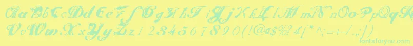 Scrit Font – Green Fonts on Yellow Background