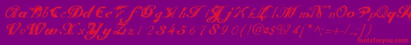 Scrit-Schriftart – Rote Schriften auf violettem Hintergrund