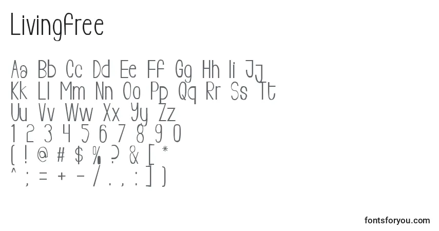 Schriftart Livingfree – Alphabet, Zahlen, spezielle Symbole