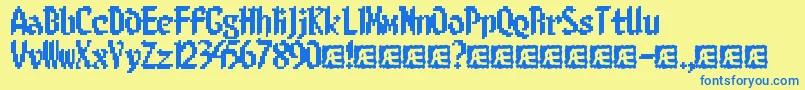 フォント8bitlim – 青い文字が黄色の背景にあります。