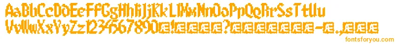 8bitlim-Schriftart – Orangefarbene Schriften auf weißem Hintergrund