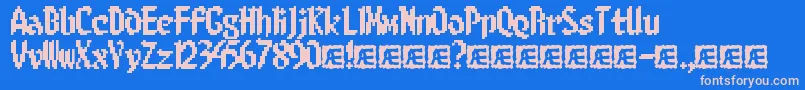 8bitlim Font – Pink Fonts on Blue Background