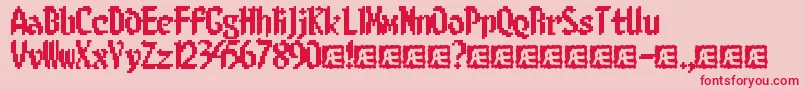 8bitlim-Schriftart – Rote Schriften auf rosa Hintergrund