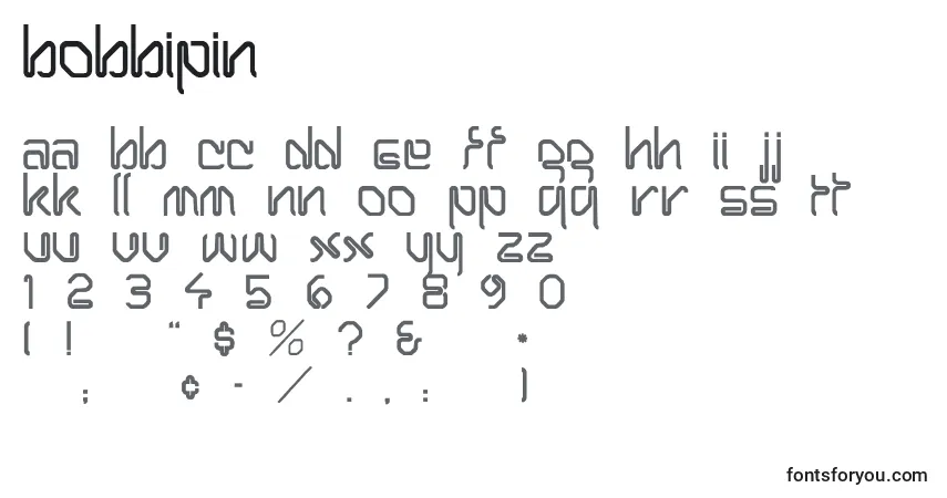 Schriftart Bobbipin – Alphabet, Zahlen, spezielle Symbole