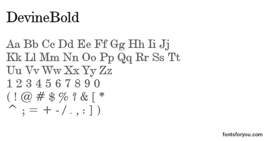 Czcionka DevineBold – alfabet, cyfry, specjalne znaki