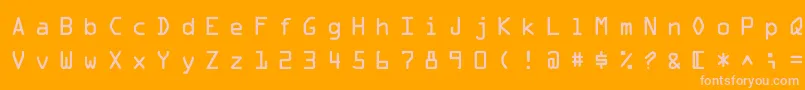 MicroscanA-fontti – vaaleanpunaiset fontit oranssilla taustalla