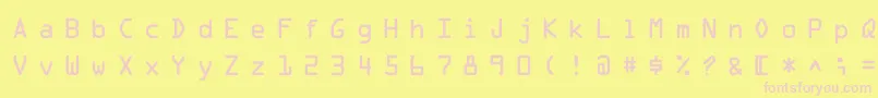 MicroscanA-fontti – vaaleanpunaiset fontit keltaisella taustalla