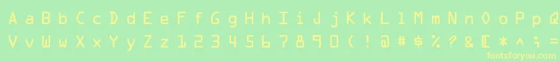 MicroscanA Font – Yellow Fonts on Green Background