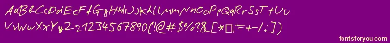 Fonte NicolasRoseScript – fontes amarelas em um fundo roxo