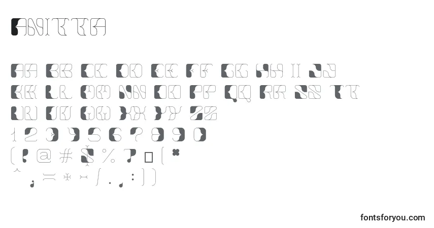 Schriftart Anitta – Alphabet, Zahlen, spezielle Symbole