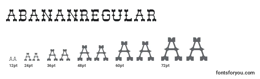 Размеры шрифта AbananRegular