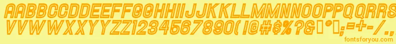 HallandaleInlineItalicJl Font – Orange Fonts on Yellow Background