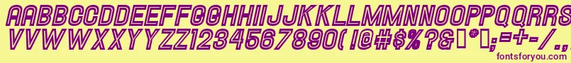 HallandaleInlineItalicJl Font – Purple Fonts on Yellow Background