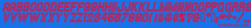 HallandaleInlineItalicJl Font – Red Fonts on Blue Background