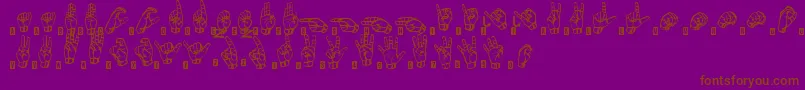 フォントSignsLanguageTfb – 紫色の背景に茶色のフォント