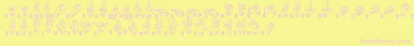SignsLanguageTfb-fontti – vaaleanpunaiset fontit keltaisella taustalla