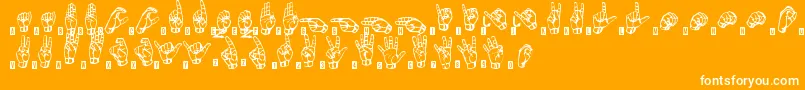 Fonte SignsLanguageTfb – fontes brancas em um fundo laranja
