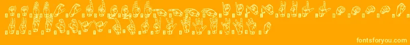 SignsLanguageTfb-fontti – keltaiset fontit oranssilla taustalla