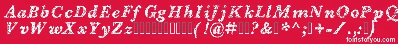 Fonte Blearydays – fontes brancas em um fundo vermelho