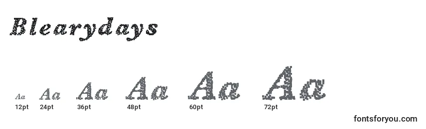 Blearydays Font Sizes