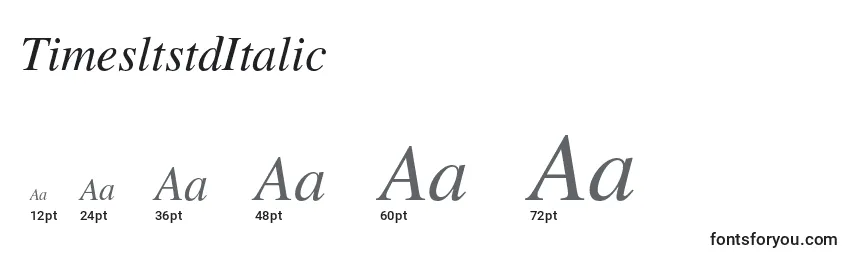 Размеры шрифта TimesltstdItalic