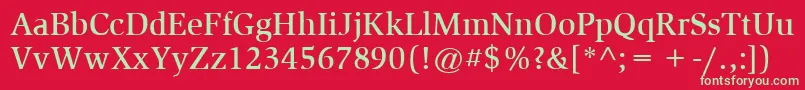 フォントItcSlimbachLtMedium – 赤い背景に緑の文字