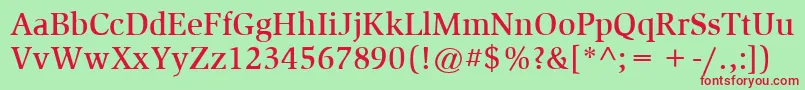 ItcSlimbachLtMedium-fontti – punaiset fontit vihreällä taustalla