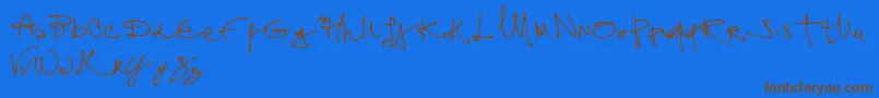 Assign-Schriftart – Braune Schriften auf blauem Hintergrund