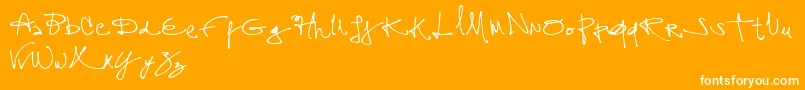 Assign-Schriftart – Weiße Schriften auf orangefarbenem Hintergrund