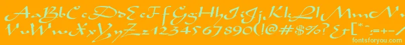 AladdinexpandedRegular Font – Green Fonts on Orange Background