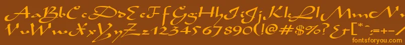 AladdinexpandedRegular Font – Orange Fonts on Brown Background