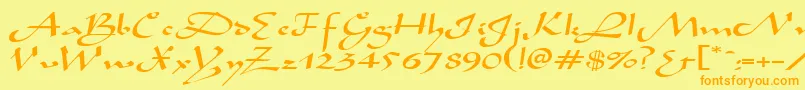 AladdinexpandedRegular Font – Orange Fonts on Yellow Background