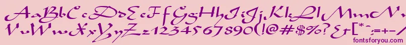 AladdinexpandedRegular-Schriftart – Violette Schriften auf rosa Hintergrund