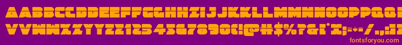 Jedisflaser-Schriftart – Orangefarbene Schriften auf violettem Hintergrund