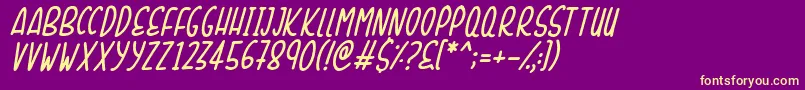 SunshineSmilesItalic Font – Yellow Fonts on Purple Background