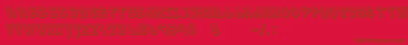 Mr.Poppey-Schriftart – Braune Schriften auf rotem Hintergrund