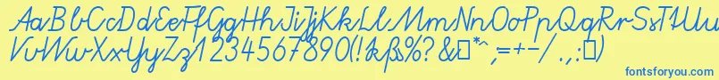 GruenewaldVaNormal Font – Blue Fonts on Yellow Background