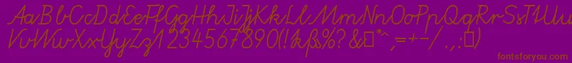 GruenewaldVaNormal-Schriftart – Braune Schriften auf violettem Hintergrund